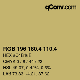 カラーコード: RGB 196 180.4 110.4 | qconv.com