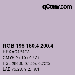 カラーコード: RGB 196 180.4 200.4 | qconv.com