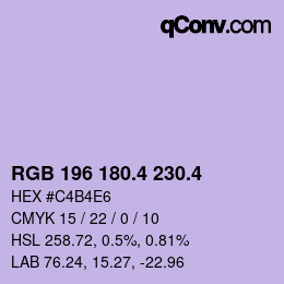 カラーコード: RGB 196 180.4 230.4 | qconv.com