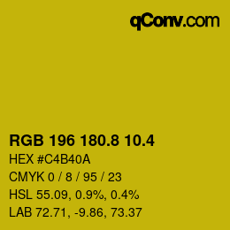 カラーコード: RGB 196 180.8 10.4 | qconv.com