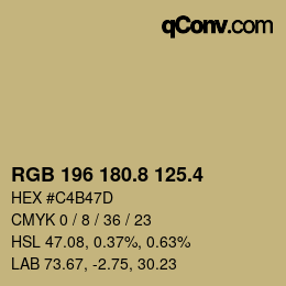 カラーコード: RGB 196 180.8 125.4 | qconv.com