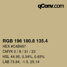 カラーコード: RGB 196 180.8 135.4 | qconv.com