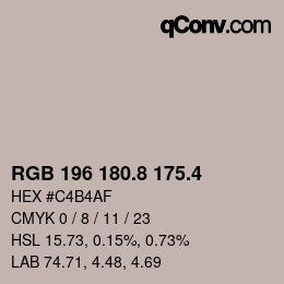 カラーコード: RGB 196 180.8 175.4 | qconv.com