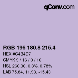 カラーコード: RGB 196 180.8 215.4 | qconv.com