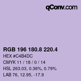 カラーコード: RGB 196 180.8 220.4 | qconv.com
