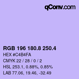 カラーコード: RGB 196 180.8 250.4 | qconv.com