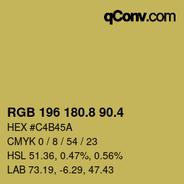 カラーコード: RGB 196 180.8 90.4 | qconv.com