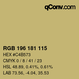 颜色代码: RGB 196 181 115 | qconv.com