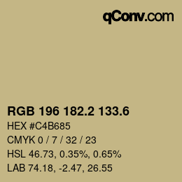 カラーコード: RGB 196 182.2 133.6 | qconv.com