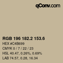 カラーコード: RGB 196 182.2 153.6 | qconv.com