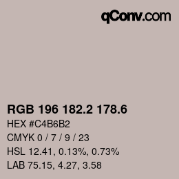 カラーコード: RGB 196 182.2 178.6 | qconv.com