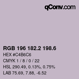 カラーコード: RGB 196 182.2 198.6 | qconv.com