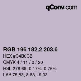 カラーコード: RGB 196 182.2 203.6 | qconv.com