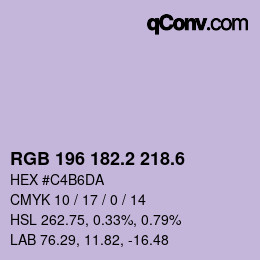 カラーコード: RGB 196 182.2 218.6 | qconv.com