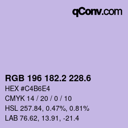 カラーコード: RGB 196 182.2 228.6 | qconv.com
