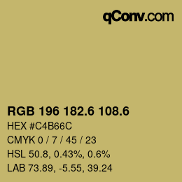 カラーコード: RGB 196 182.6 108.6 | qconv.com