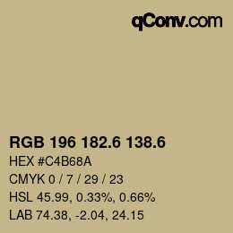 カラーコード: RGB 196 182.6 138.6 | qconv.com