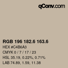 カラーコード: RGB 196 182.6 163.6 | qconv.com