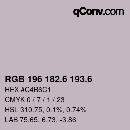カラーコード: RGB 196 182.6 193.6 | qconv.com