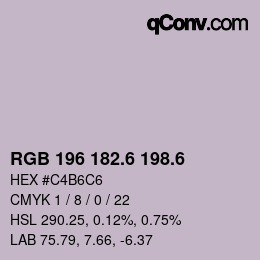 カラーコード: RGB 196 182.6 198.6 | qconv.com