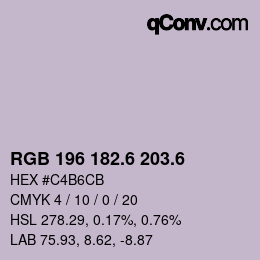 カラーコード: RGB 196 182.6 203.6 | qconv.com