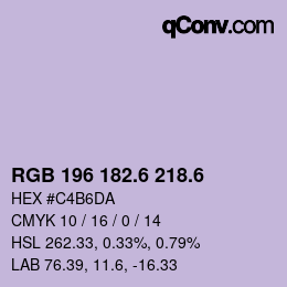 カラーコード: RGB 196 182.6 218.6 | qconv.com
