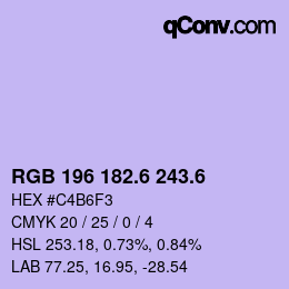 カラーコード: RGB 196 182.6 243.6 | qconv.com
