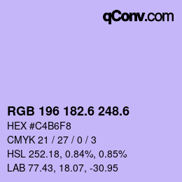 カラーコード: RGB 196 182.6 248.6 | qconv.com