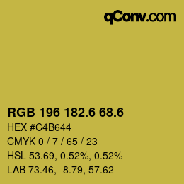 カラーコード: RGB 196 182.6 68.6 | qconv.com