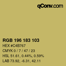 Color code: RGB 196 183 103 | qconv.com