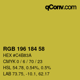 Color code: RGB 196 184 58 | qconv.com
