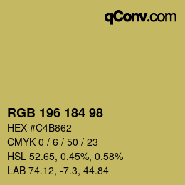 Color code: RGB 196 184 98 | qconv.com