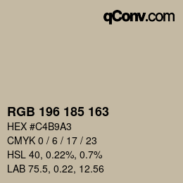 カラーコード: RGB 196 185 163 | qconv.com