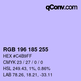 Color code: RGB 196 185 255 | qconv.com