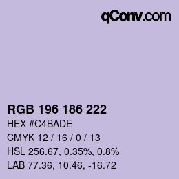 カラーコード: RGB 196 186 222 | qconv.com