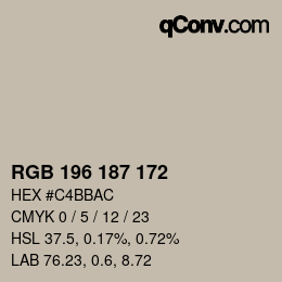 颜色代码: RGB 196 187 172 | qconv.com
