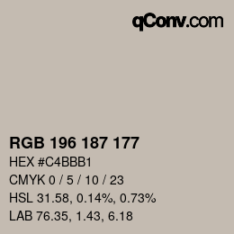 Farbcode: RGB 196 187 177 | qconv.com