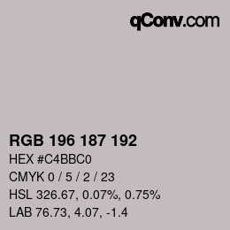カラーコード: RGB 196 187 192 | qconv.com