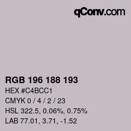 カラーコード: RGB 196 188 193 | qconv.com