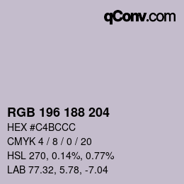 Color code: RGB 196 188 204 | qconv.com