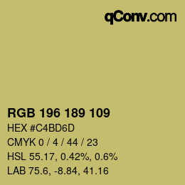 Color code: RGB 196 189 109 | qconv.com