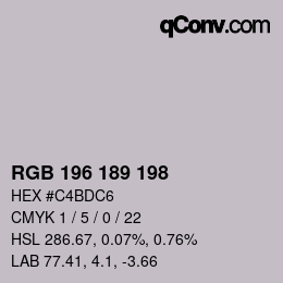 Color code: RGB 196 189 198 | qconv.com