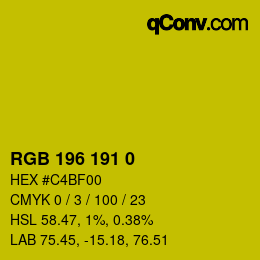 Color code: RGB 196 191 0 | qconv.com