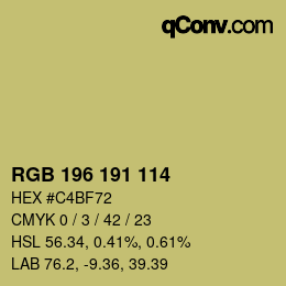 Color code: RGB 196 191 114 | qconv.com