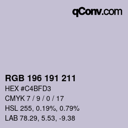 カラーコード: RGB 196 191 211 | qconv.com