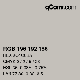 カラーコード: RGB 196 192 186 | qconv.com