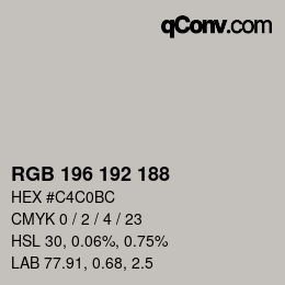 Color code: RGB 196 192 188 | qconv.com