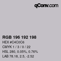 カラーコード: RGB 196 192 198 | qconv.com