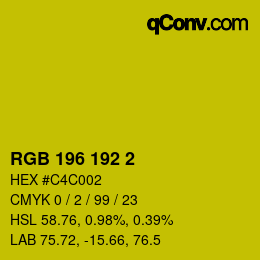 Color code: RGB 196 192 2 | qconv.com