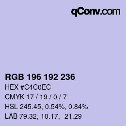 カラーコード: RGB 196 192 236 | qconv.com